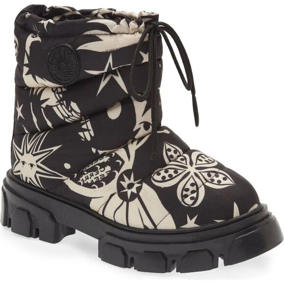 NEW Farm Rio Lug Sole Puffer Bootie Platform Floral Winter Moon Boots Womens 11 - Picture 1 of 10